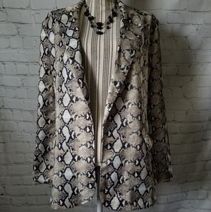 Women's Black & Tan Snake Print Blazer. Size L